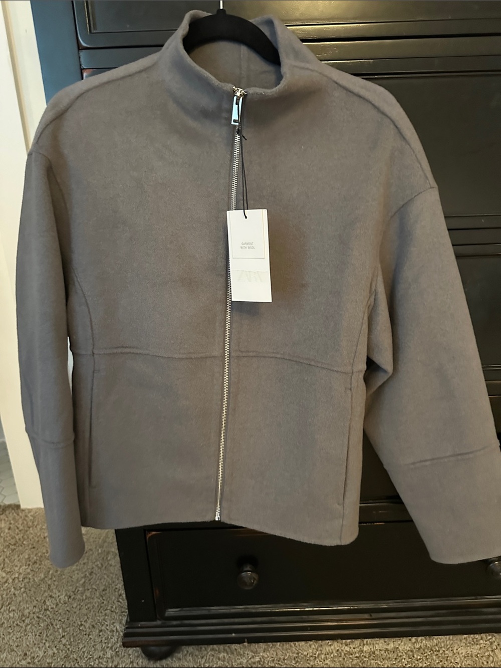 Zara Gray Lightweight Full-Zip Shirt Jacket